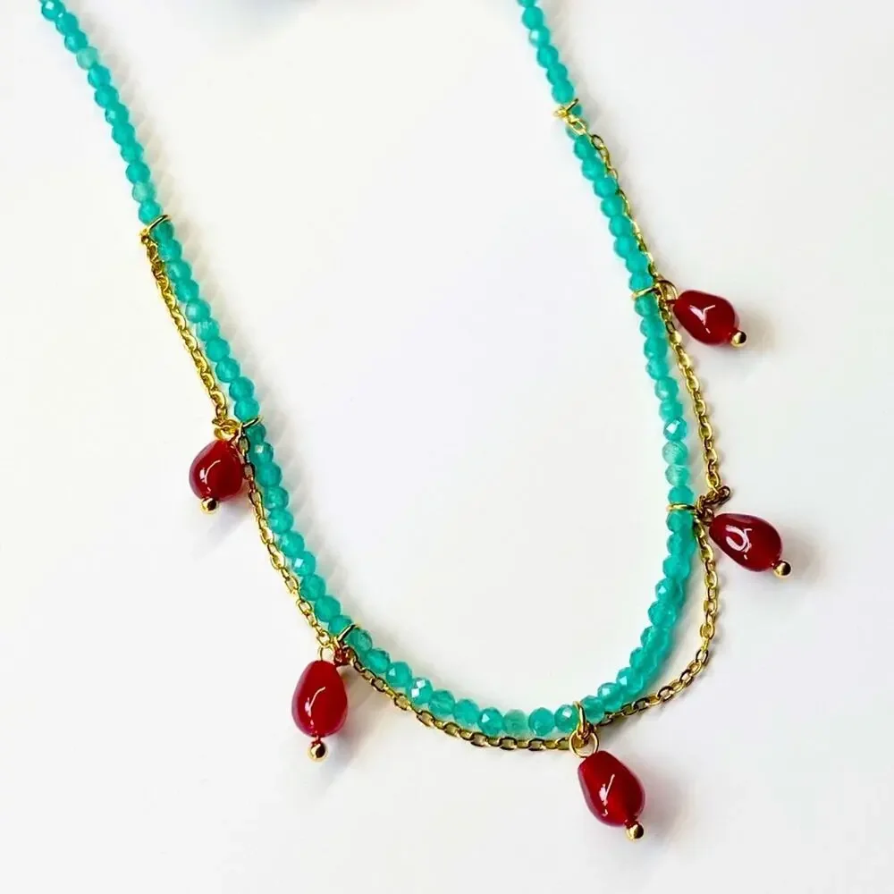 NEW Stone & Crystal Double-Strand Necklace - Picture 3 of 8